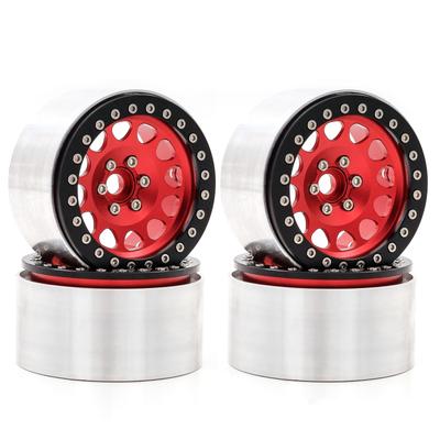 Aluminum Alloy Wheel Rim Beadlock Red Wheel Rims Hub 4pcs 2.2inch 65*36mm  Replacement for Trax4 Trax6 Axial Scx10 Rr10 Remote Control Car