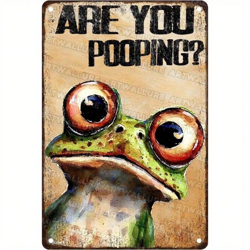 Metal Wall Art Vintage Red-Eyed Frog Funny Bathroom Decor