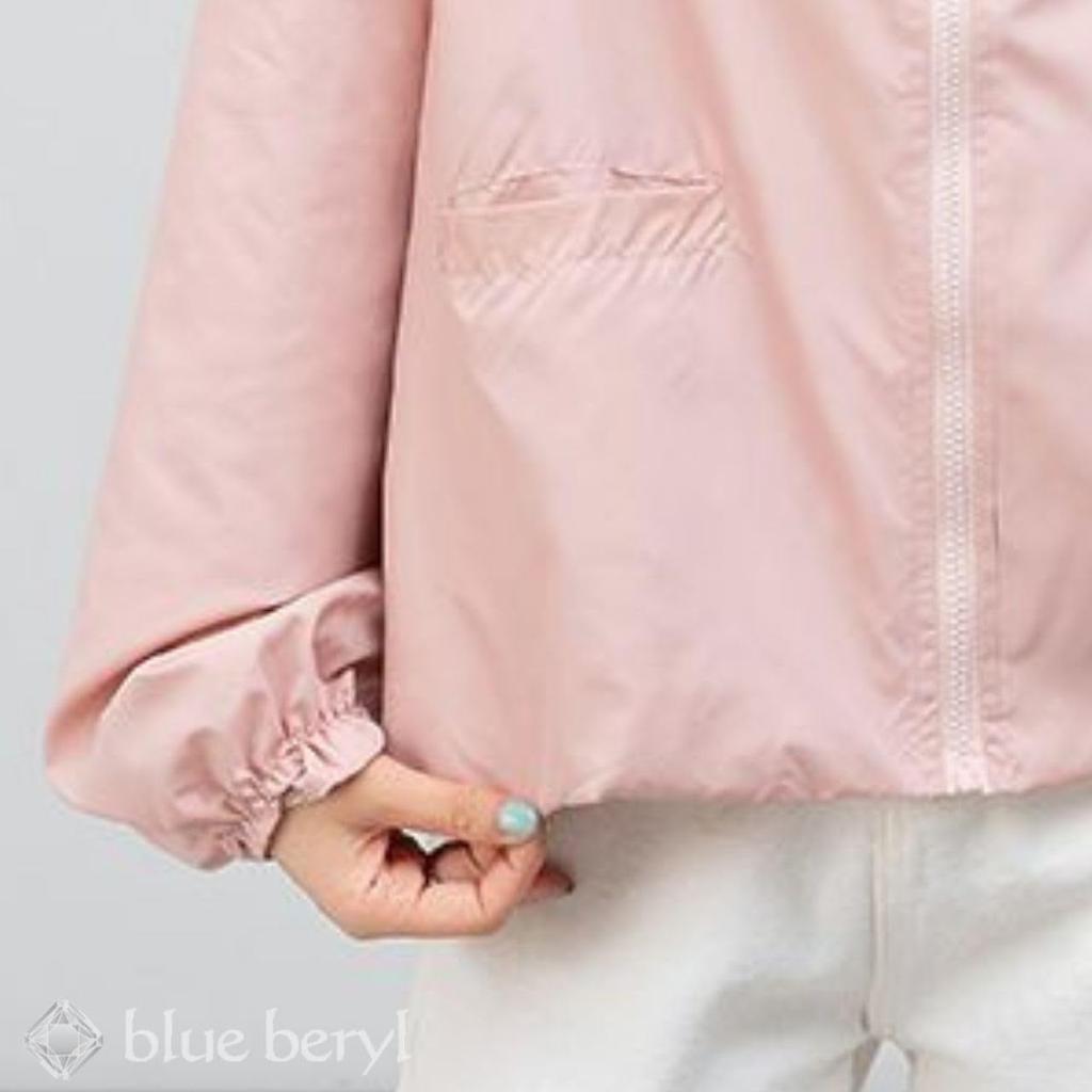 Hooded Blouson for UV Puff Stand Loose Autumn Daily [Blue Beryl] Zip-up Women, Lightweight, Protection, Sleeves, Collar, Fit, Lined, Outerwear,