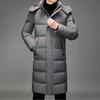Winter New Men's Down Jacket Green Fashion Long Hooded Hairless Collar Jacket ·