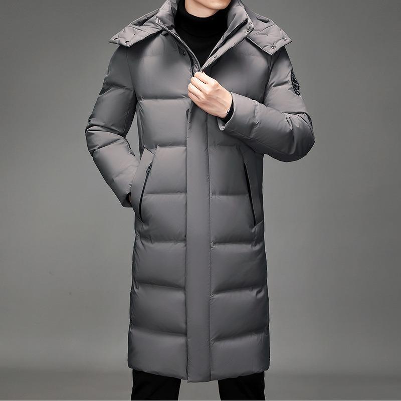Winter New Men's Down Jacket Green Fashion Long Hooded Hairless Collar Jacket ·