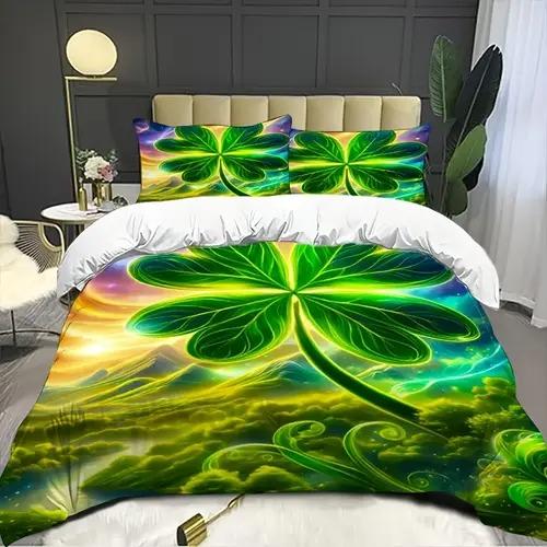 Comforter Four Leaf Clover Four Leaf Clover Background Theme Suitable For Children Kids And Adults Soft And Warm