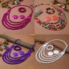 Collana multistrato in lega stile etnico bohémien con ciondolo in legno per donna