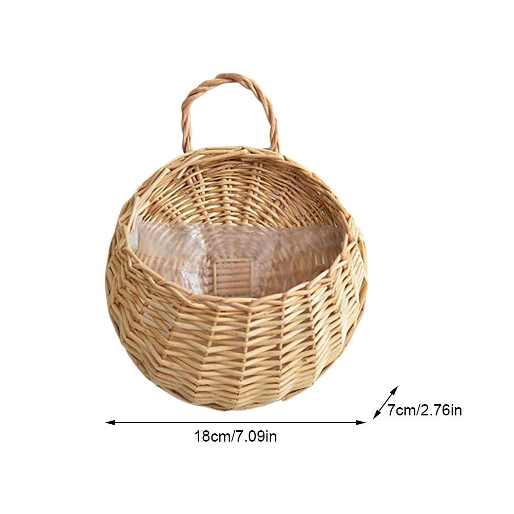 Rattan Wall Hanging Flower Pot Wicker Hanging Baskets Outdoor Storage Planters for Indoor Plants Vintage Decor Artistic Basket