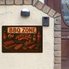 BBQ Zone Retro Metal Sign 20x30cm - Grilled design wall decor for home, bar, or restaurant.