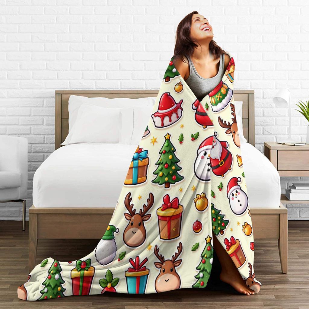 Christmas Santa Claus Super Warm Blanket  Child Plush Bedding Throws Comfortable Home Decor Flannel Bedspread Sofa Bed Cover