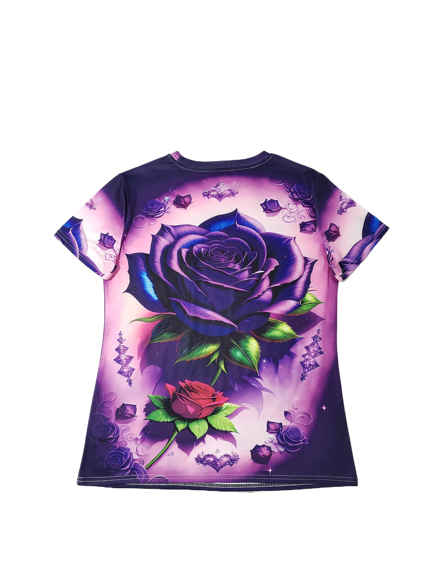 A Women S Retro Floral Print Short-Sleeved Round Neck T-Shirt. Spring And Summer Retro Print Round Neck T-Shirt Casual Short-Sleeved T-Shirt. Fashiona XL дубильная кора