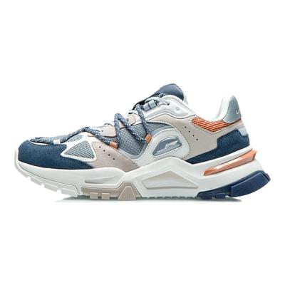 Li Ning Reverse Fantasy Stoßdämpfende Rutschfeste Low-Top Sport-Freizeitschuhe Herren Sneaker Grau Blau AGLR183-1