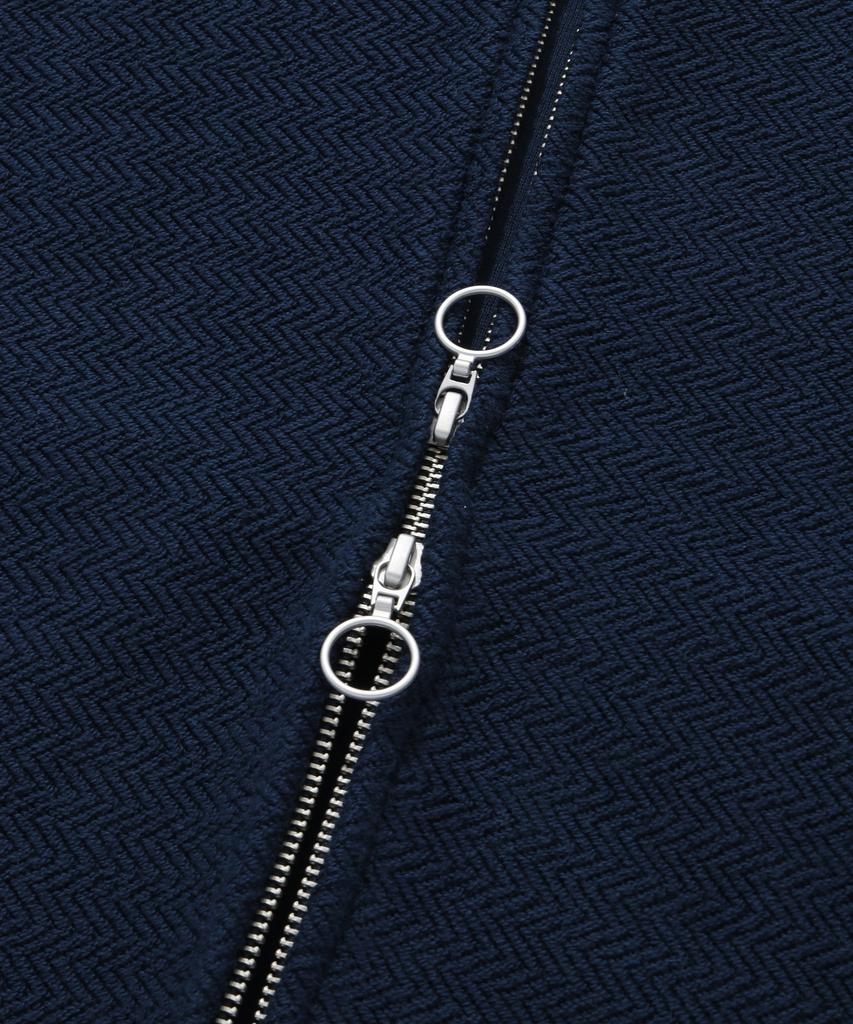 COVERNAT Herringbone Zip-Up Hoodie Navy