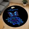 1pc Rose Butterfly Round Chair Mat Area Rug - Non-Slip, Floor Mat for Office, Bedroom, and Indoor Decor -1002021