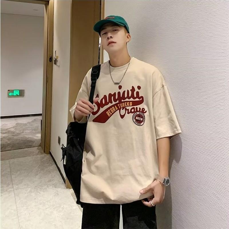 

Корейская свободная посадка, модный тренд, новая американская винтажная футболка с надписью SAN, универсальный мужской наряд для пары S