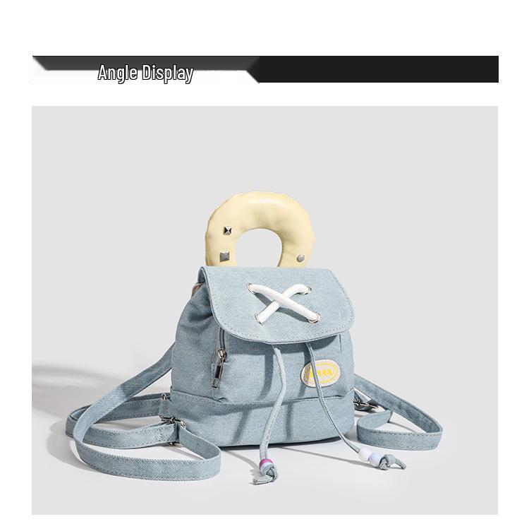 2025 Trendy Women's Denim Color Block Backpack - College Style Handbag & Shoulder Bag