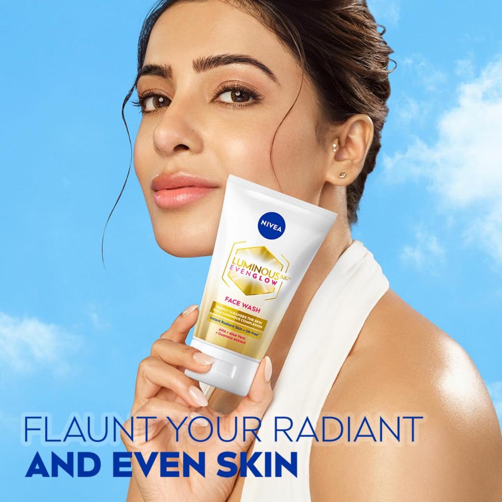 Nivea Luminous Even Glow Face Wash 100ml For Men & Women Oil-Free AHA Cleanser For Normal Sensitive Skin