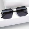 1 Pair of Zinc Alloy Men's Double Beam Square Glasses Semi Frameless with PC Lenses Casual Style Glasses