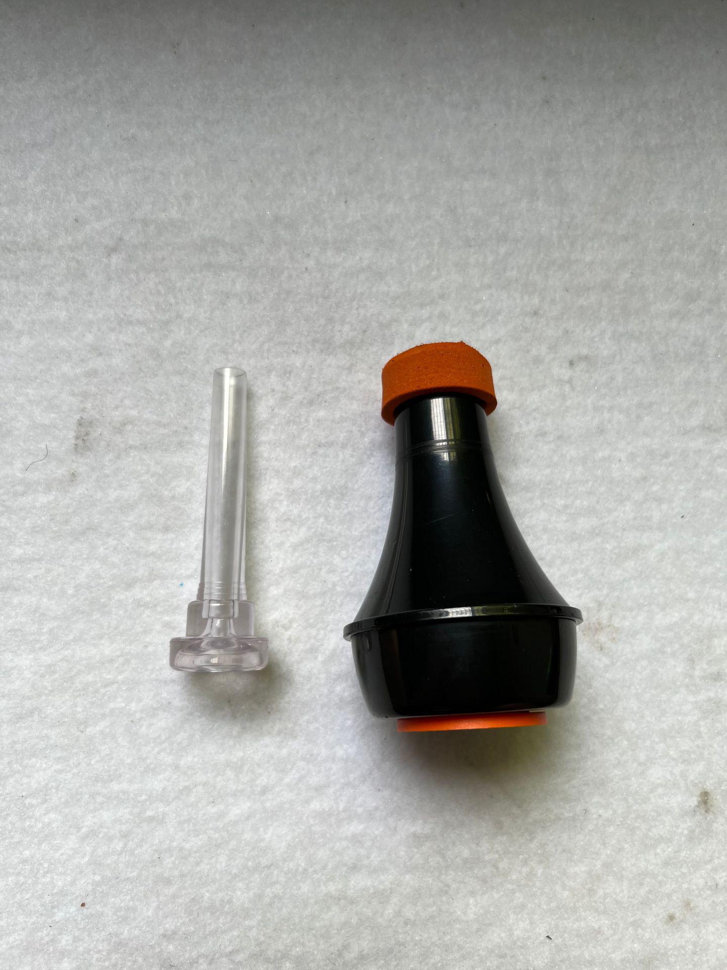 ABS Mini Mute Mouthpiece Set for Wind Instruments Mini Silencer Black + 7C Clear Trumpet Mouthpiece оранжевый