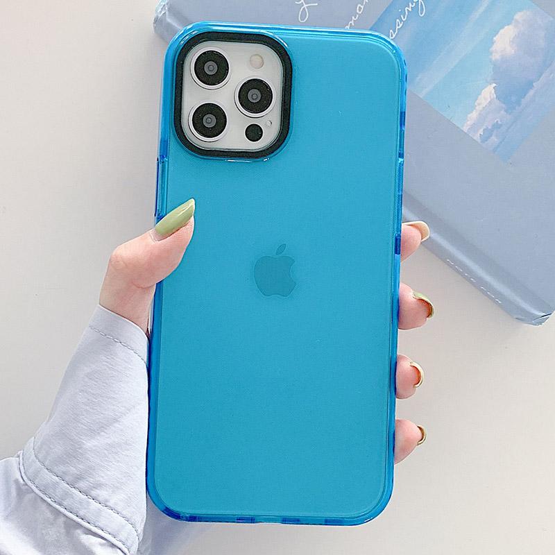 Neon Fluorescent Color Phone Case For iPhone 17 16 15 14 Pro Max Air 16e 11 12 13 Mini Frame Protective Silicone Cover