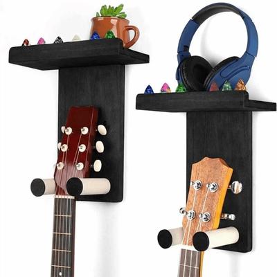 Wooden Wall Mount Guitar Racks with Shelf String Instrument Storage Rack  Electric Bass