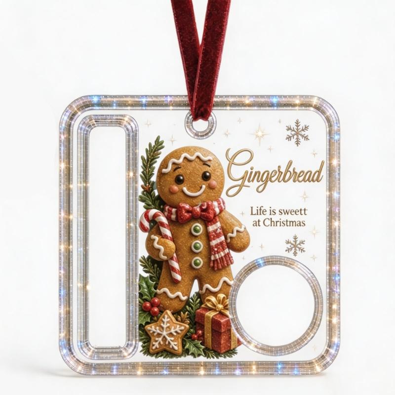 Holiday Cash Gift Ornament, Acrylic Money Pocket with Treat Compartment and Display Loop for Tree Use Gift