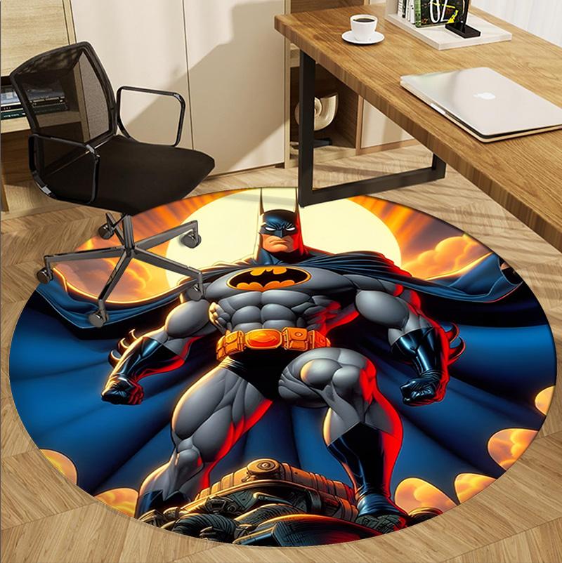 Batman Pattern Round Rug, Indoor/Outdoor Mat, for Picnic, Gameroom, Bedroom, Office, Living Room, Home Decor Carpet, Birthday Gift