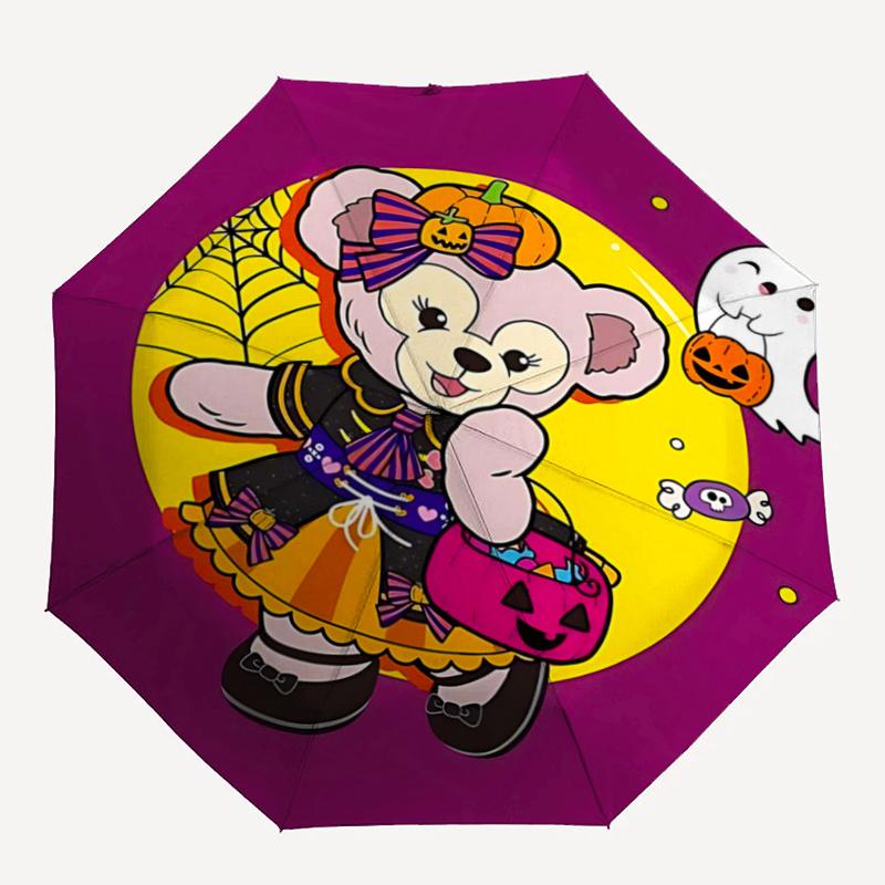 1pc Halloween Fun with Cute Bear ShellieMay Automatic Open/CloseUmbrella-CuteUmbrella with Cute Design, Portable 3-Fold Compact Umbrella for