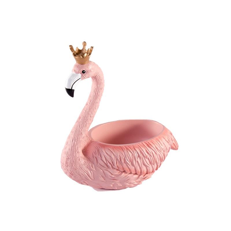 1Pcs Kreative Harz Handwerk Veranda Hause Lagerung Ornamente Flamingo Dekoration Lagerung Box