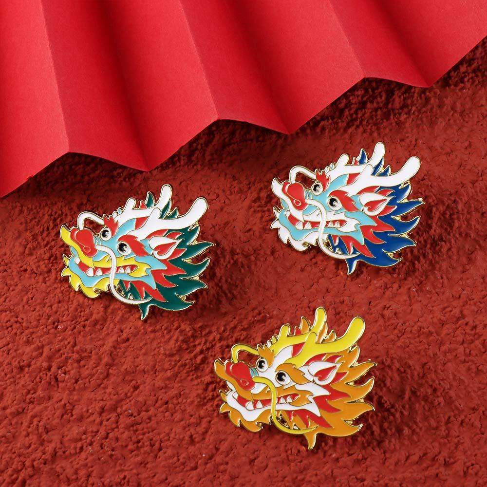 Dragon Head Dragon Year Brooch Dragon Year Cartoon Pin Brooch Dragon Head Brooch  Kids Gift