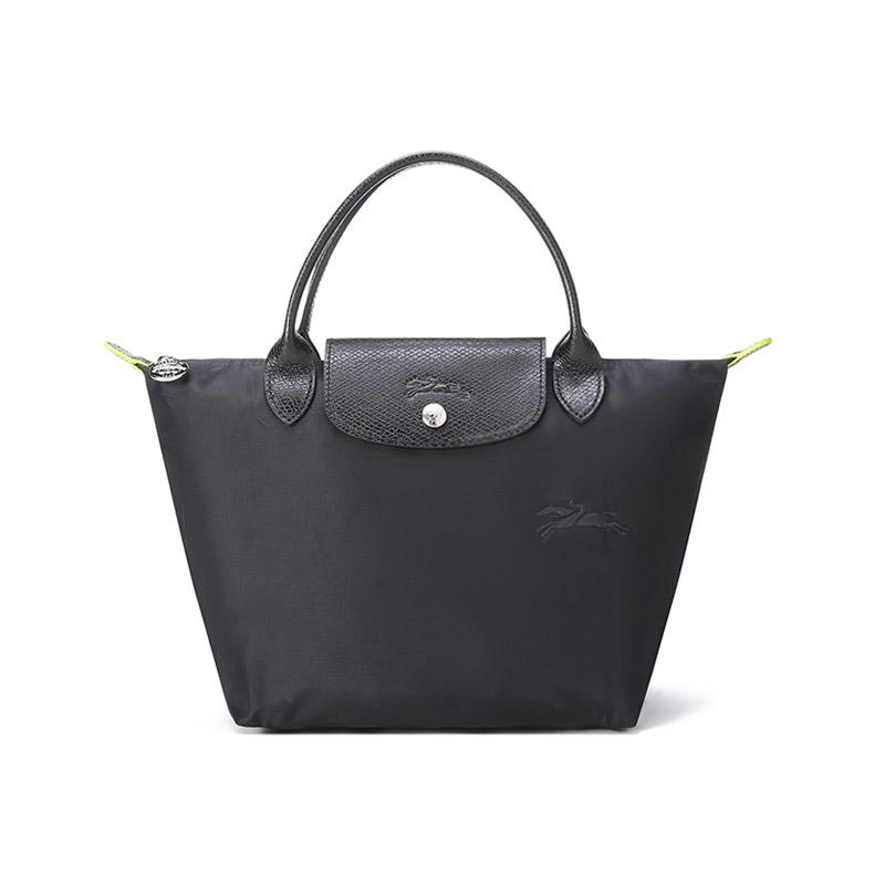 Longchamp Le Pliage Green 23 Short Handle Zipper Closure Recycled Canvas Dumpling Tote Bag Small Women tote bags Black 1621919001