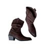2025 autumn and winter Korean pleated boots pointed thick heel western cowboy boots women's new Martin boots short boots