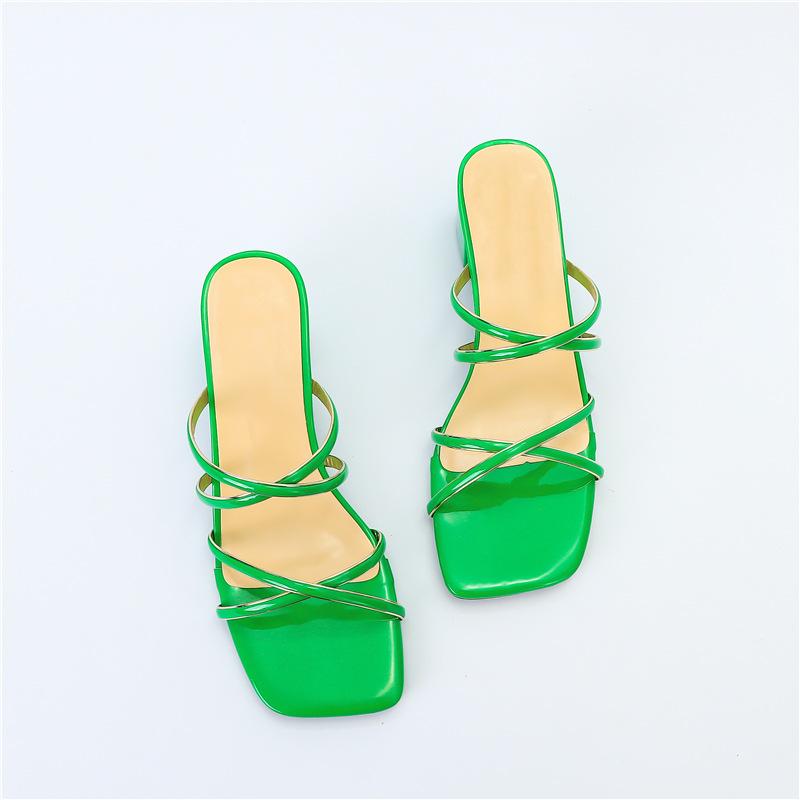 Women's sandals new square head cross strap gold edge shoes sexy thick heel high heel sandals women