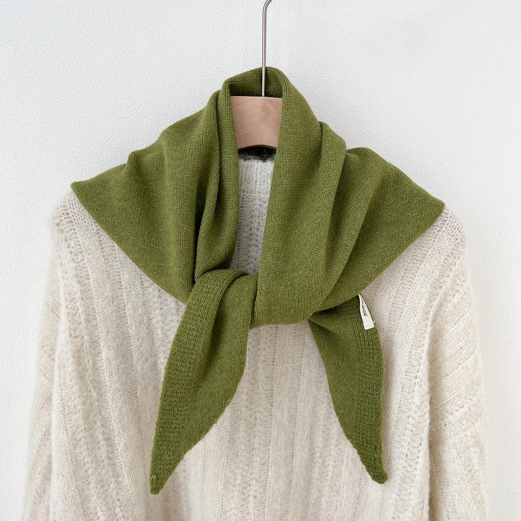 Versatile Striped Wool Knitted Triangle Scarf Women Fashion Wool Scarf Shawl Winter Warm Soft Knitted Hood Scarf Shawl Neck Wrap