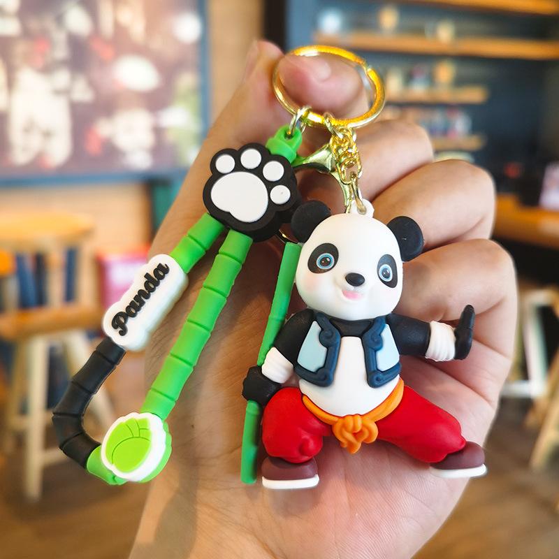 

Martial Arts China-Chic Panda Key Chain Lover Bag Cute Figure Hanging Car Personalized Gifts Y2k Accessories Key Chain Gift