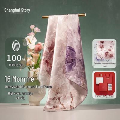 Kwadratowy szalik damski Shanghai Story ze 100% jedwabiu morwowego