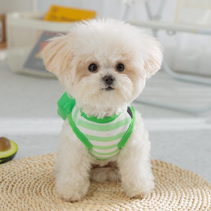 Dog clothes three-dimensional backpack striped traction breathable vest teddy bear small and medium dog cat pet clothes