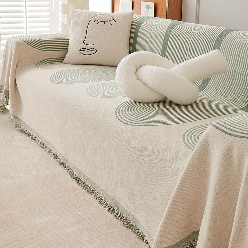 Chenille Four Seasons Universal Line Solid Color Minimalist Home Bedroom Living Room Sofa Integrated Full Cover Towel Cloth