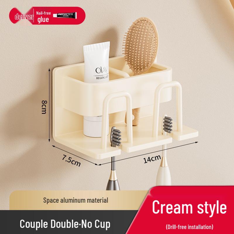 Wall-Mounted Electric Toothbrush & Mouthwash Cup Holder Set - No-Drill Installation