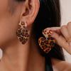 Vintage Black Resin Square Geometric Pendant Earrings for Women Fashion Metal Wrinkled Pattern Irregular Earrings Chic Jewelry
