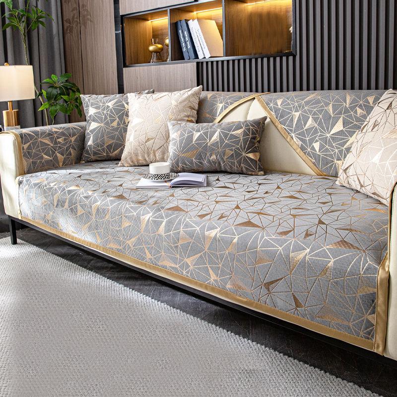 

Голландский бархатный узор с позолоченным рисунком, чехлы для диванов, полотенце, противоскользящая защита для дивана, чехол для дивана, одеяло для гостиной, желтый край 70x210cm светло-серый