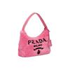 Prada Re-Edition 2000 Embroidered Logo And Enamel Triangle Logo Soft Terry Fabric Hobo Bag Women Bags Pink 1NE515_2DXO_F046J