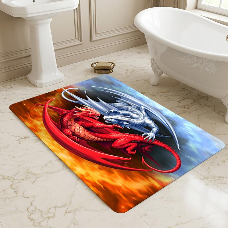 Fire Ice Dragons Living Room Nonslip Area Rug Soft Carpet For Bedroom Game Playroom Sofa Office Home Decor Doormat Christmas Gift