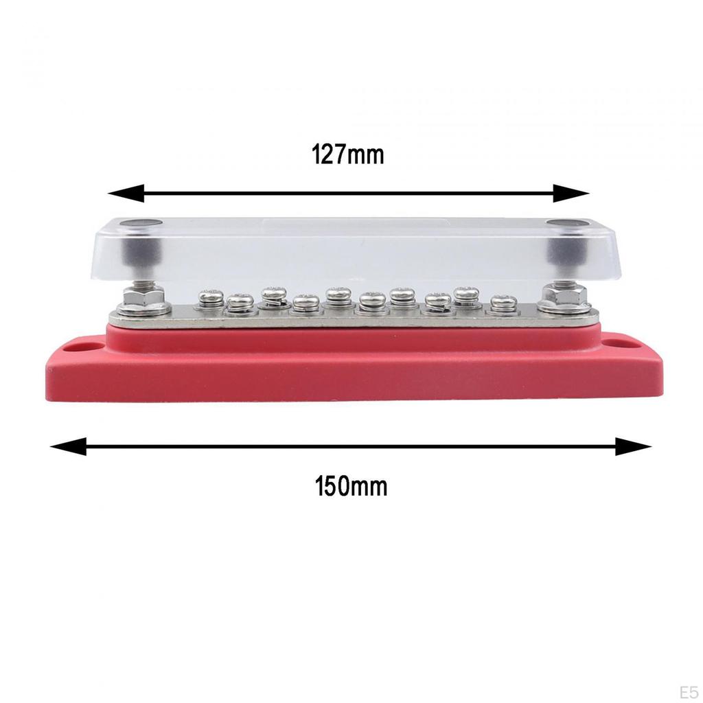 10 Terminal Bar Power Distribution Block 48V 150A Installs Easily with Dust Cover for
