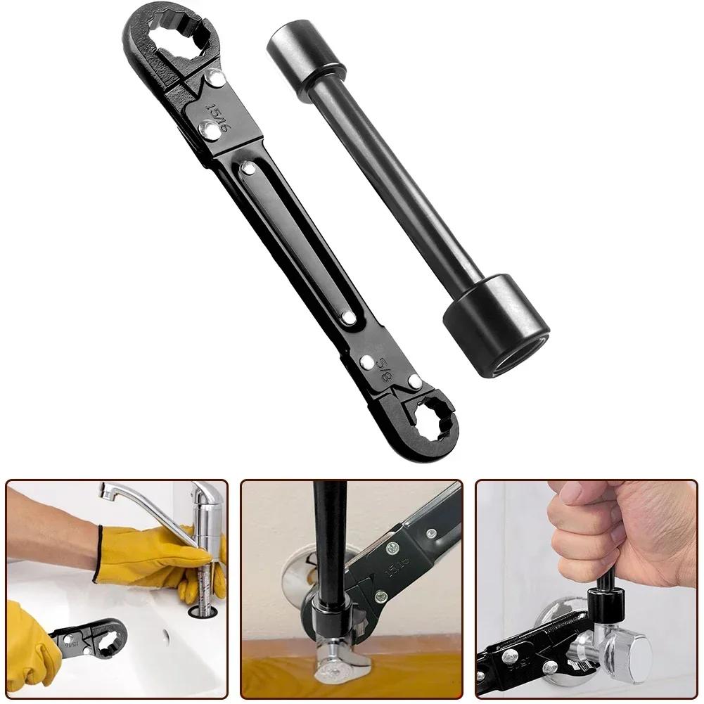 Double Headed Pipe Wrench Double Headed Tire Socket Wrench Water Pipe Repair Set Sleeve Spanner Hand Tools Remove Fix Screw Nut