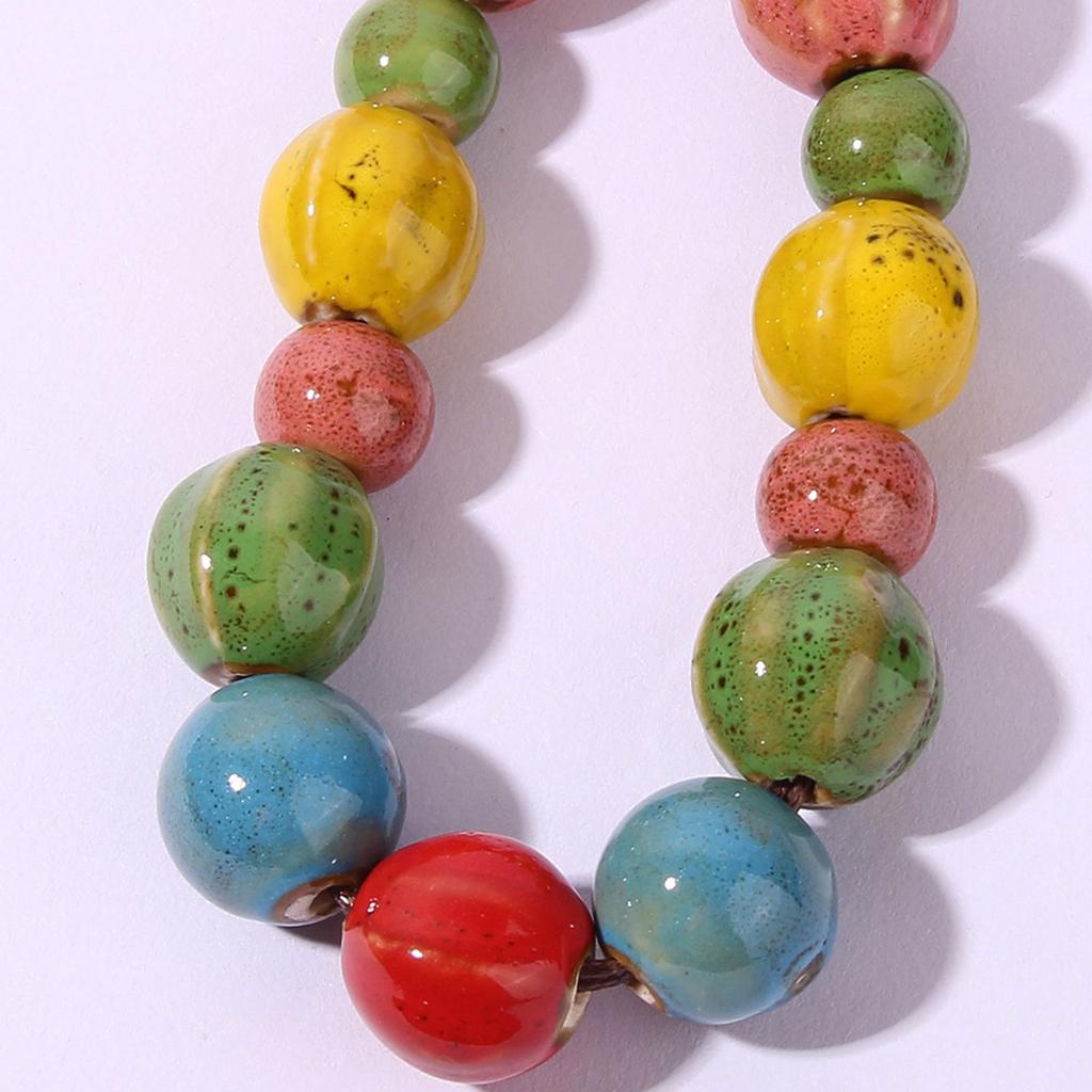 Handmade Ceramic Bead Necklace Vibrant Colors Artisan Crafted Lightweight Jewelry for Women Unique Fashion Accessory