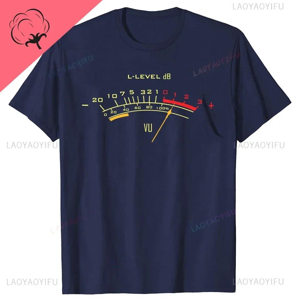 Vintage VU Meter Sound Engineer Analog Electronic O-Neck Cotton T Shirt Men Audio Engineer Recording Studio Funny Tshits Men Top