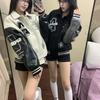 Vintage College Style Embroidered Letter Baseball Jacket Men Women Stand Collar Loose Fit Outerwear