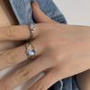 Elegant Moonstone Adjustable Ring For Women Unique Geometric Design Suitable For Stacking Fashionable