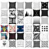 Geometric Cushion Cover Throw Pillow Case Dotted Grid Triangular Art White Black