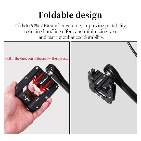 Pedal Plegable Ultraligero Liteplus K620 para Bicicleta, Aleación de Aluminio, 3 Rodamientos, Pedales Antideslizantes Doble Cara para Pedal de Bicicleta Brompton