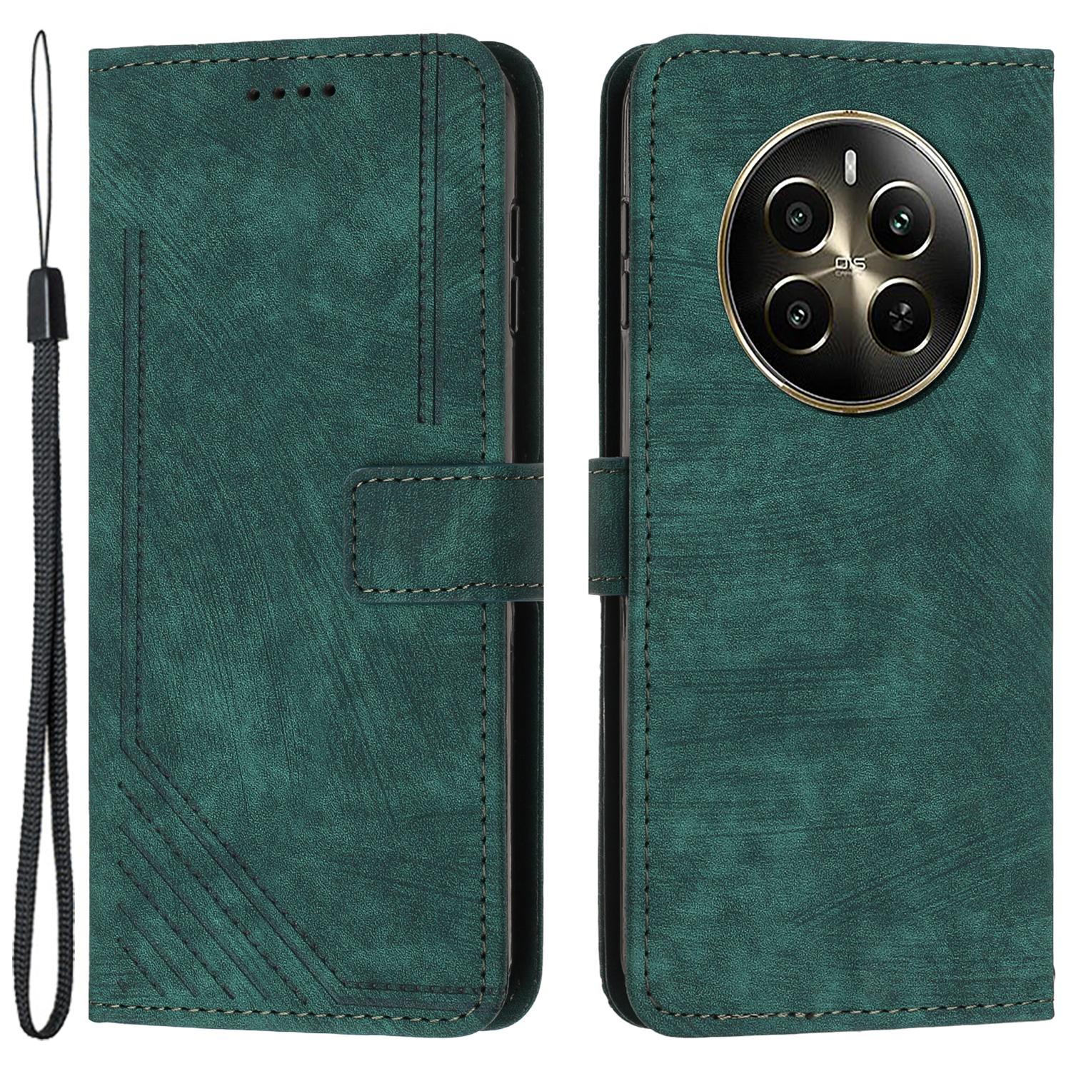 

Для Realme 12 Pro 5G/12 Pro+ 5G Чохол-гаманець З лініями Тисненням Тримач для карток Чохол для телефону Green