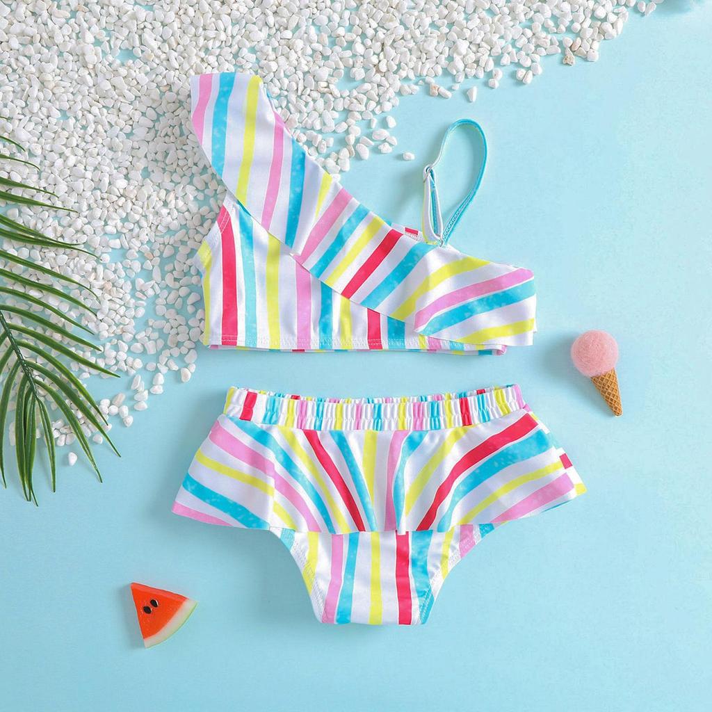 Girls' Striped Bikini Set