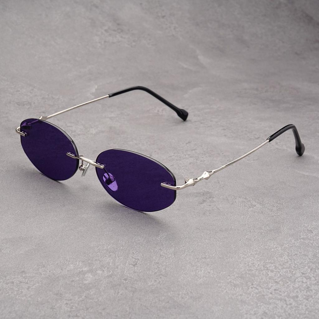 Women's INS Style Frameless Oval Sunglasses Ultra-Lightweight Comfort Ladies Stylish Eyewear Shades UV400 Outdoor Travel Eyewear